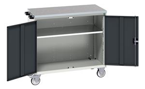verso mobile cabinet with 2 doors, shelf and lino top. WxDxH: 1050x600x980mm. RAL 7035/5010 or selected Bott Verso Mobile  Drawer Cupboard  Tool Trolleys and Tool Butlers